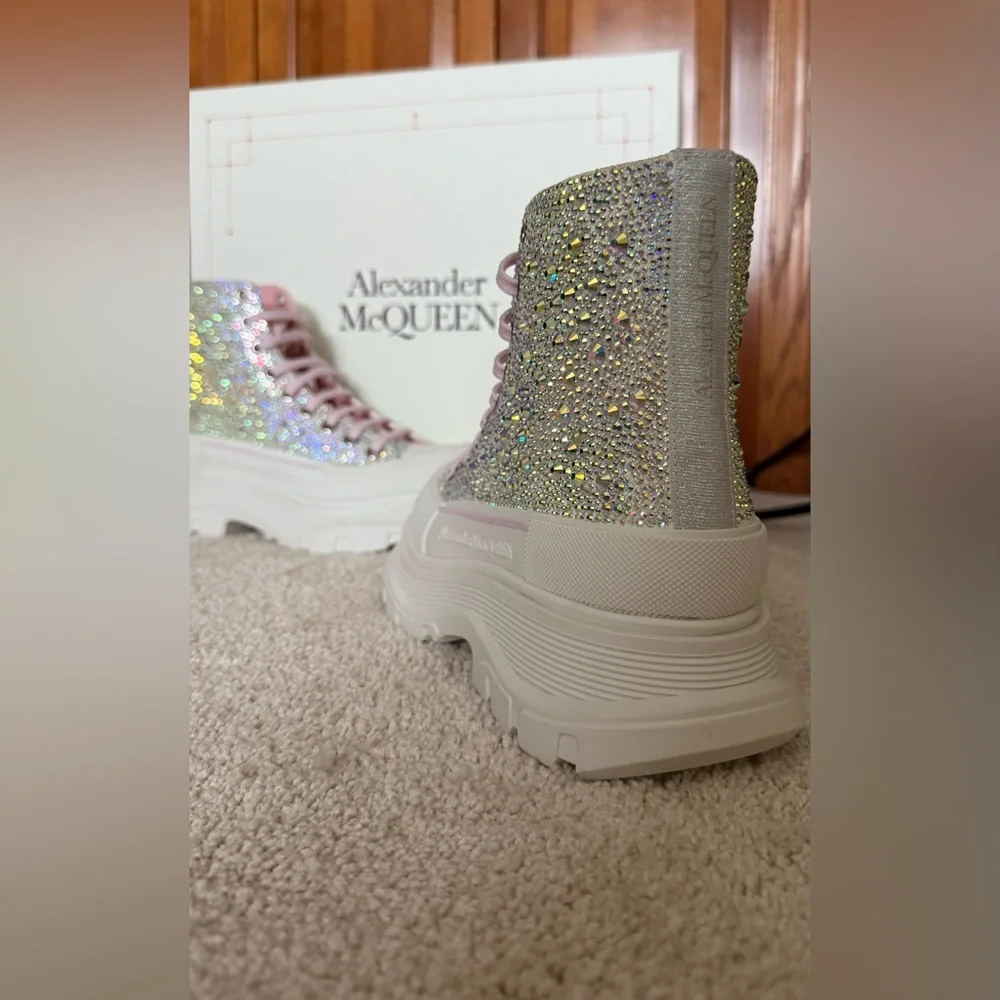Alexander McQUEEN Tread Slick Crystal Embellished High Top Sneaker